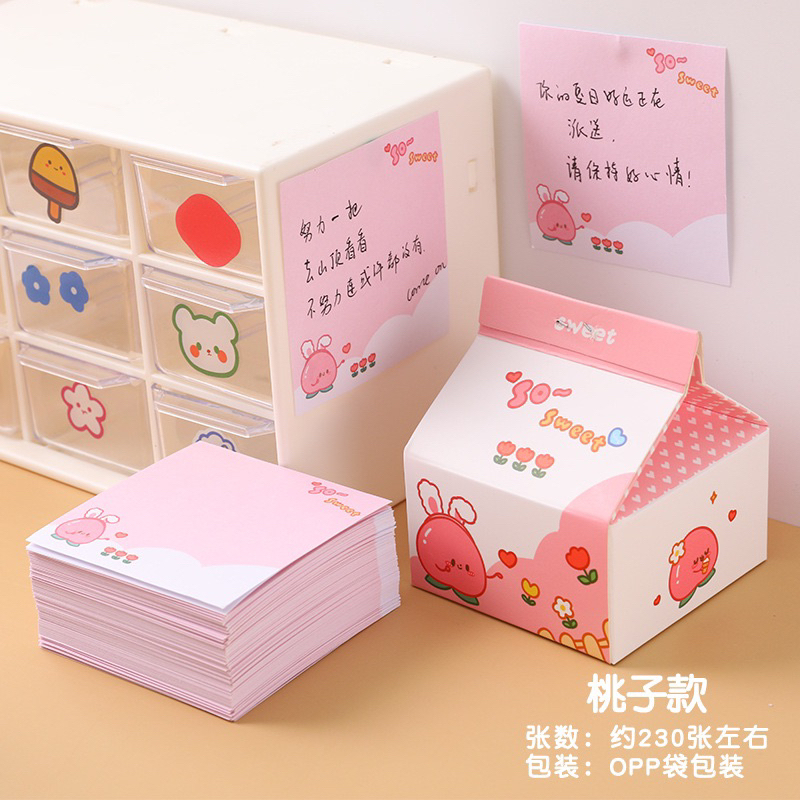 Giấy note ghi chú 200 tờ hình hộp sữa dễ thương