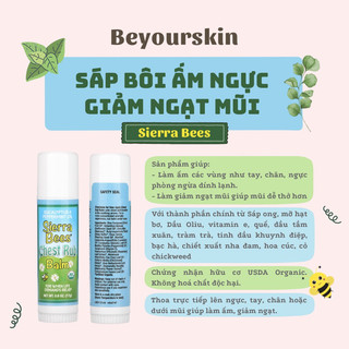Sáp bôi ấm ngực, giảm nghẹt mũi hữu cơ Sierra Bees Chest Rub Balm