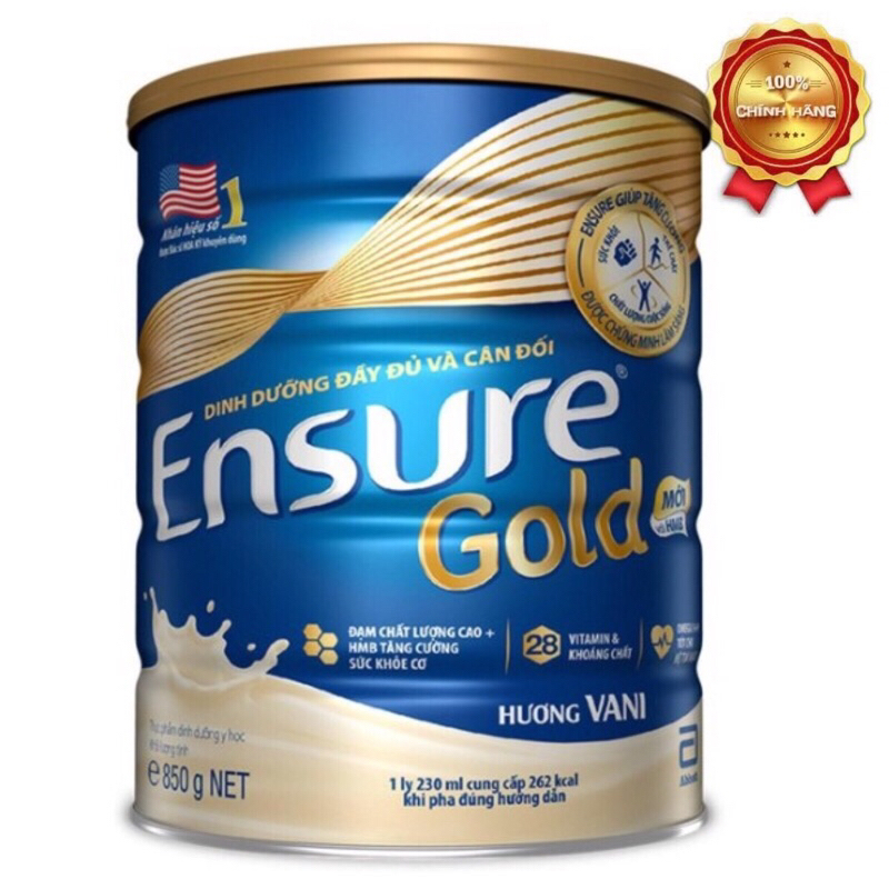 Sữa bột Ensure Gold Abbott hương vani (HMB) 850g
