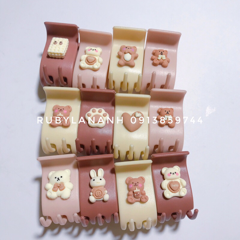 Kẹp tóc càng cua gấu nâu dẻo không gãy 3 răng và 5 răng