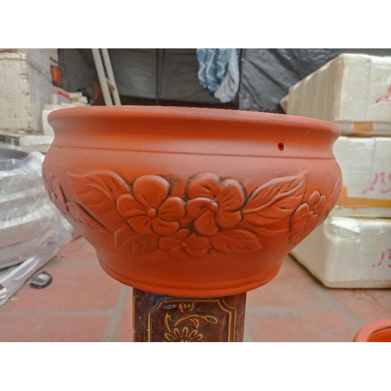 Bộ 3 chậu tròn gốm Bát Tràng