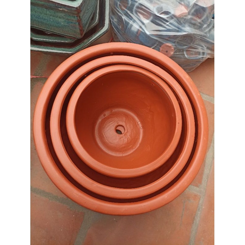 Bộ 3 chậu tròn gốm Bát Tràng