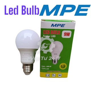 Bóng Đèn Led Bulb tròn nhựa 9W Mpe LBD búp A60 đui E27 ánh sáng trắng - Vàng 3000K dùng chiếu sáng trang trí đèn thả