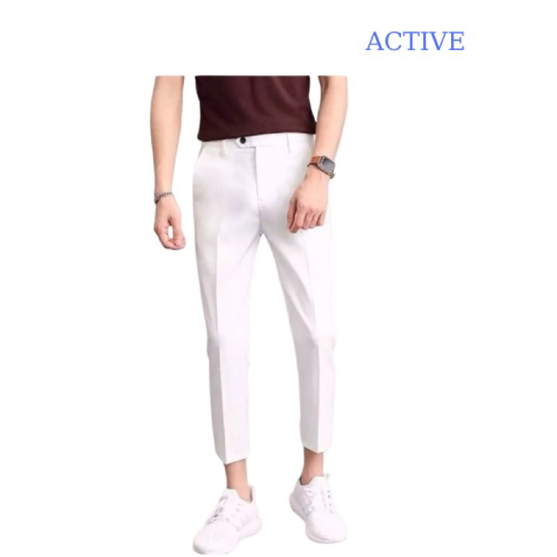 Quần tây nam màu trắng tinh cao cấp phom dáng Hàn Quốc chất liệu cotton co dãn thoáng mát | BigBuy360 - bigbuy360.vn