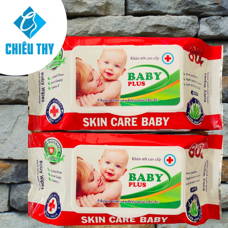 Combo 10 Gói Khăn Ướt Baby Plus An Toàn Cho Da 80Gr