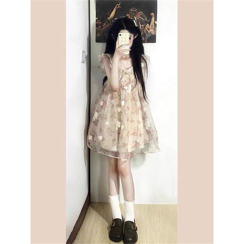 Váy Babydoll Hoa Nhí Cánh Tiên Ulzzang - Kèm ảnh thật