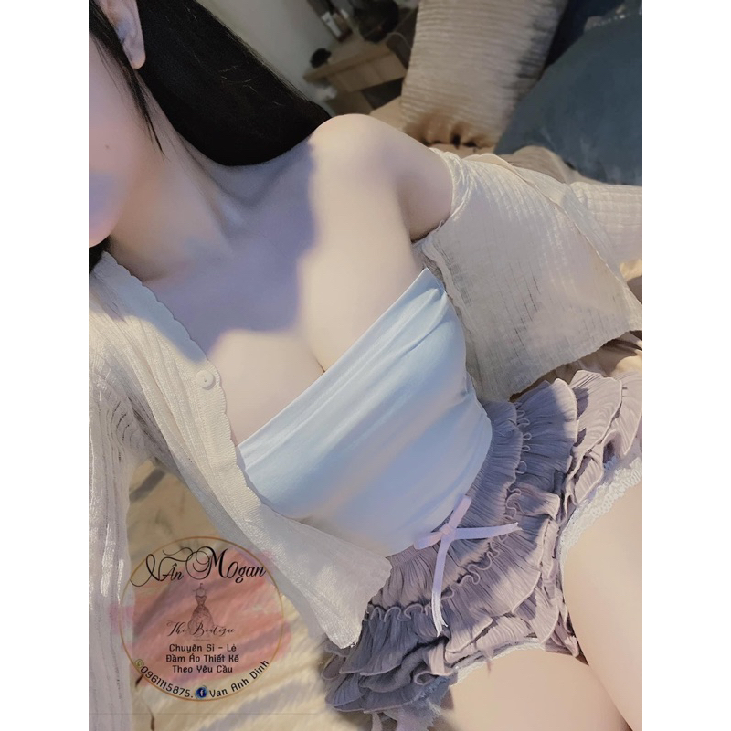 Set 3 món chân váy tầng áo bo zip