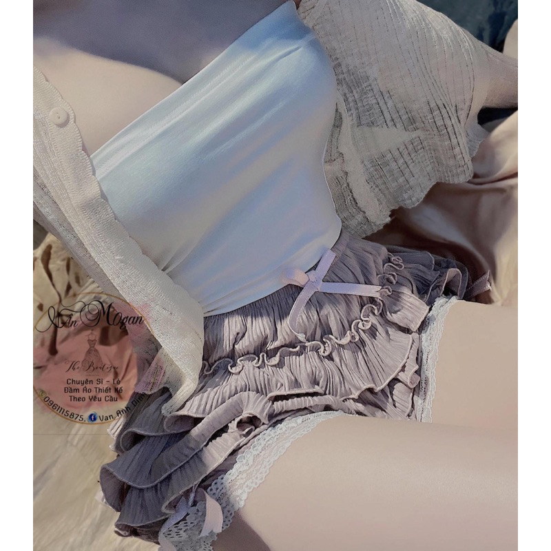 Set 3 món chân váy tầng áo bo zip