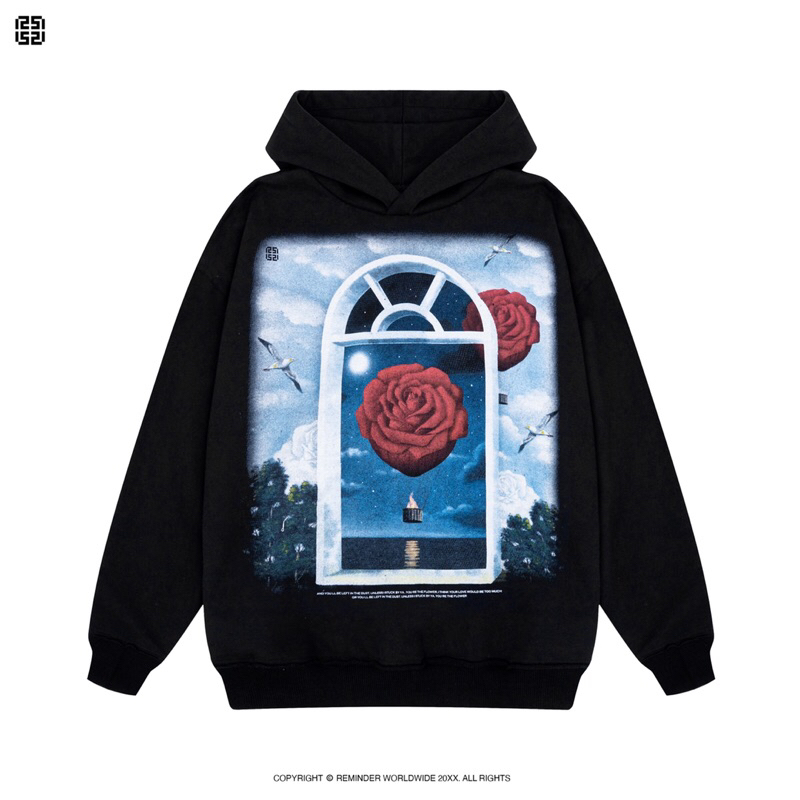 ÁO HOODIE “ FLOWER 1  “ MÀU ĐEN CHẤT NỈ SẢN PHẨM CHÍNH HÃNG