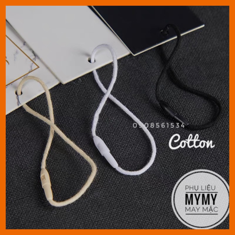 Dây tag treo nhãn mác Sợi Cotton - 100 Sợi Kem Trắng Đen