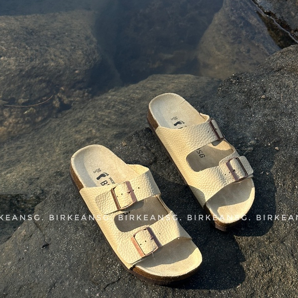 - DÉP 2 KHOÁ DA BÒ THẬT MÀU - BEIGE UNISEX