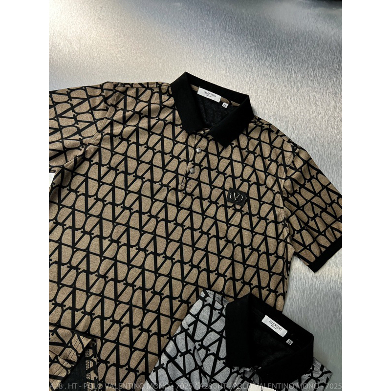 Áo POLO Valentino, tag da, cổ đen, vải cotton dệt nhập QC, hàng siêu cấp vải đẹp mịn