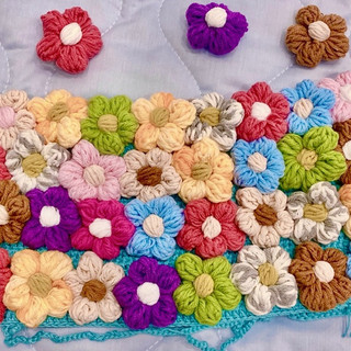 Hoa len 5 cánh trang trí áo, túi xách, balo, làm pin cài, Hoa len handmade