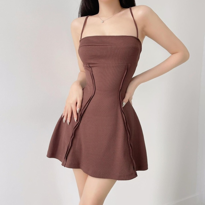 Đầm body 2 dây viền sóng