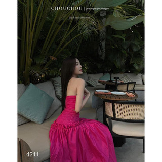 Set áo ống bông hoa chân váy maxi