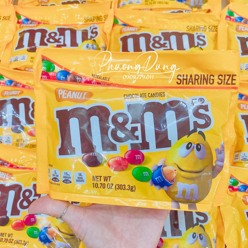 Kẹo socola chocolate candies peanut M&M sô cô la nhân đậu phộng chuẩn Mỹ túi 303g