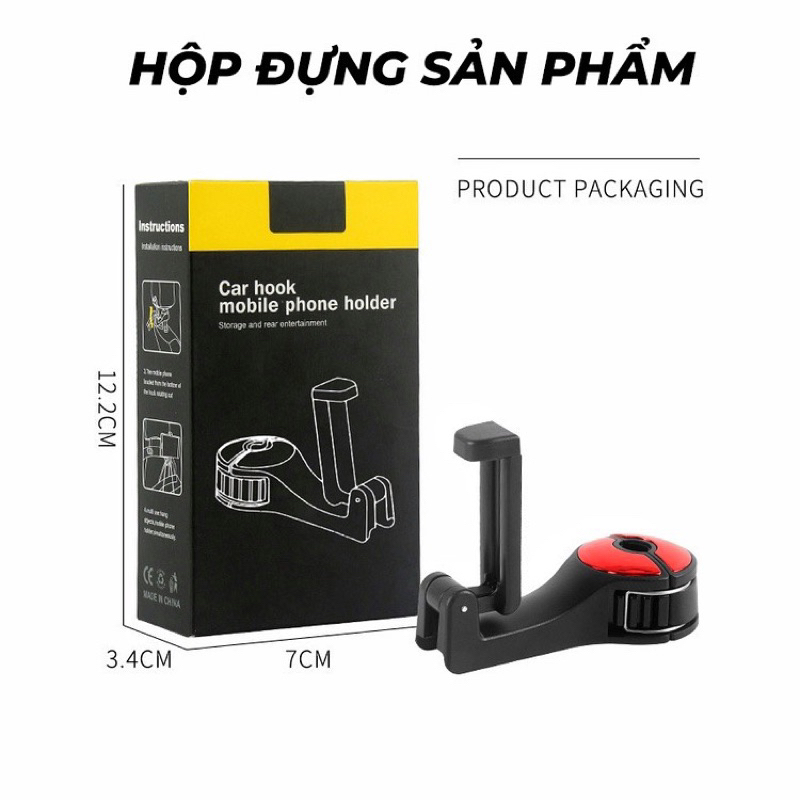 Móc Treo Đồ Gài Trước Sau Ghế Ô tô Kiêm Giá Đỡ Điện Thoại Lưng Ghế Xe Hơi Tiện Lợi