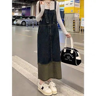 (Hàng sẵn Freeship) Váy yếm jeans suông xắn gấu pha màu siêu xinh hohitt