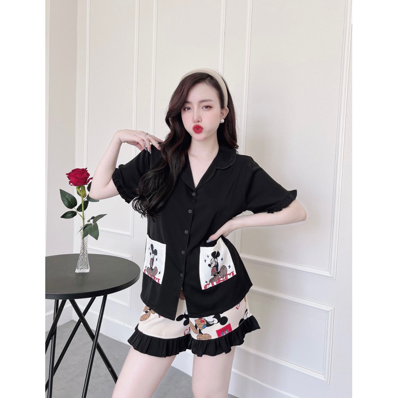 Bộ mặc nhà - pijama lụa MANGO quần đùi hình đủ size mặc nhà xinh 2023