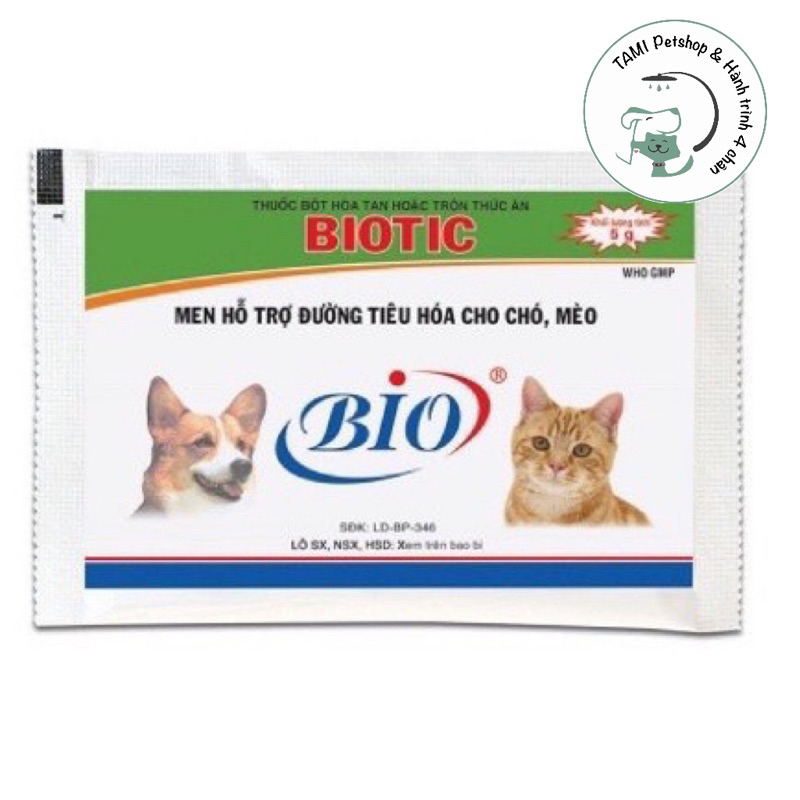 Hoả tốc MEN TIÊU HÓA CHO CHÓ MÈO BIOTIC- gói 5g- HSD: 2024