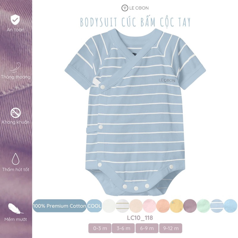 LE COON - Body chip tay ngắn cúc bấm cài lệch 100% Premium Cotton LC10_118
