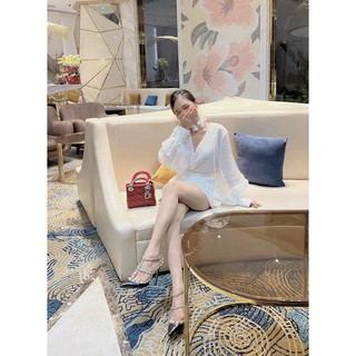 (Có BigSize-Hàng Cao Cấp) Set Áo Nút Bọc Và Quần Shorts Ren