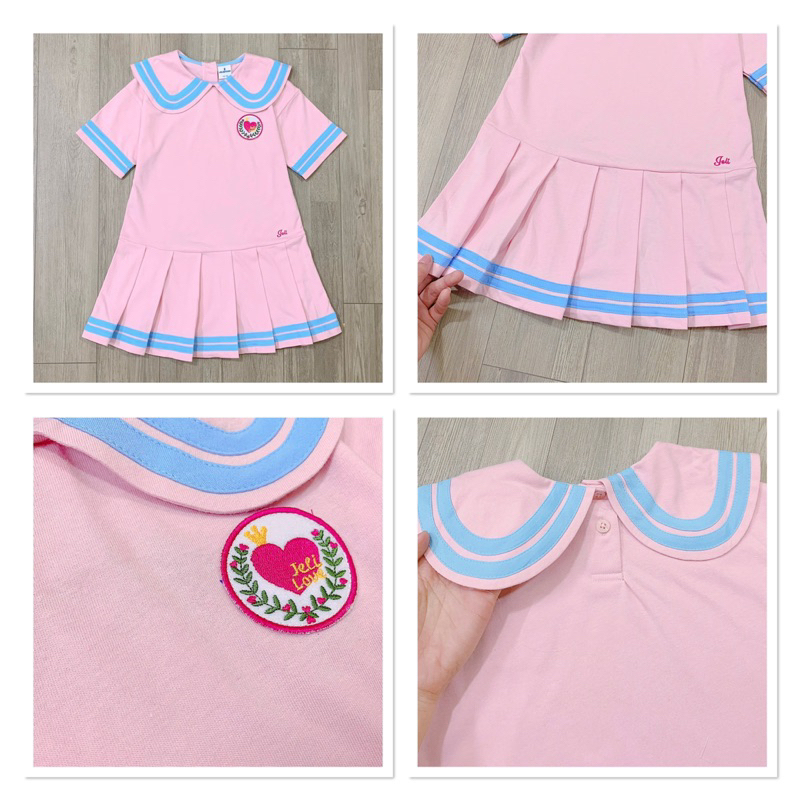 Đầm Jelispoon Việt Nam xuất Hàn phối xếp ly bé gái