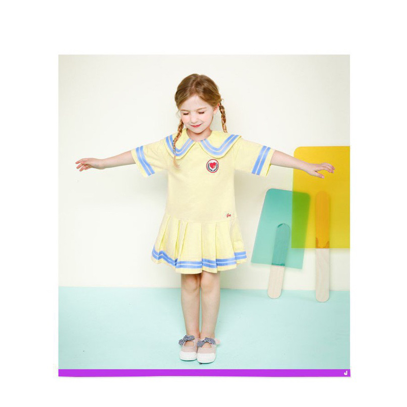 Đầm Jelispoon Việt Nam xuất Hàn phối xếp ly bé gái