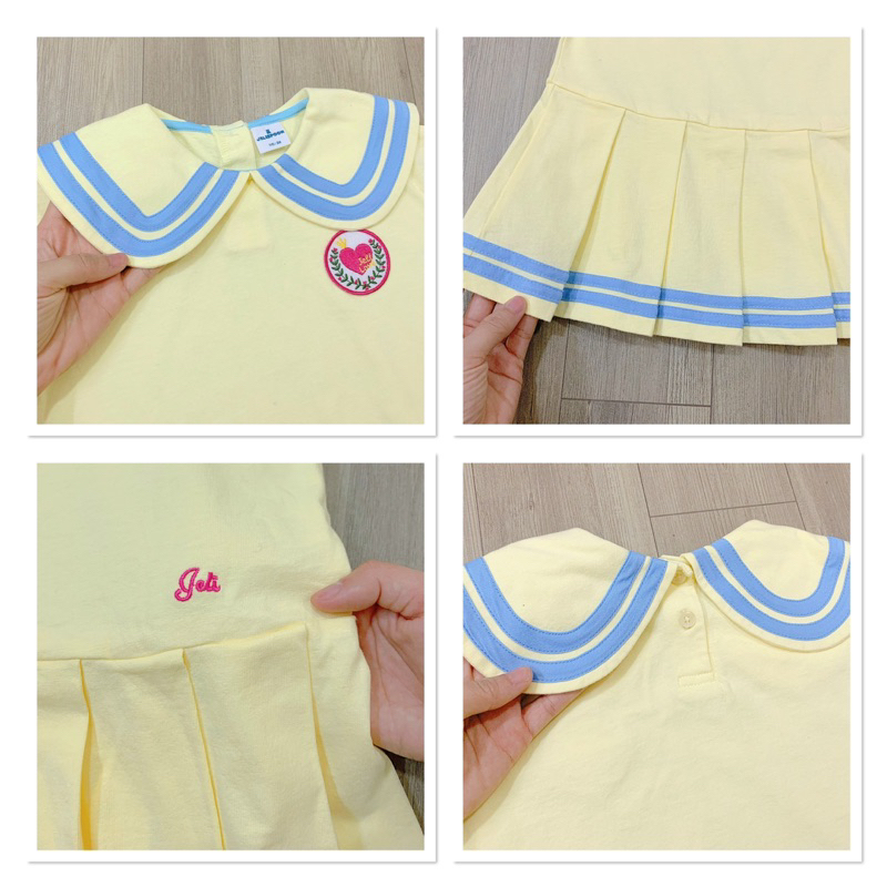 Đầm Jelispoon Việt Nam xuất Hàn phối xếp ly bé gái