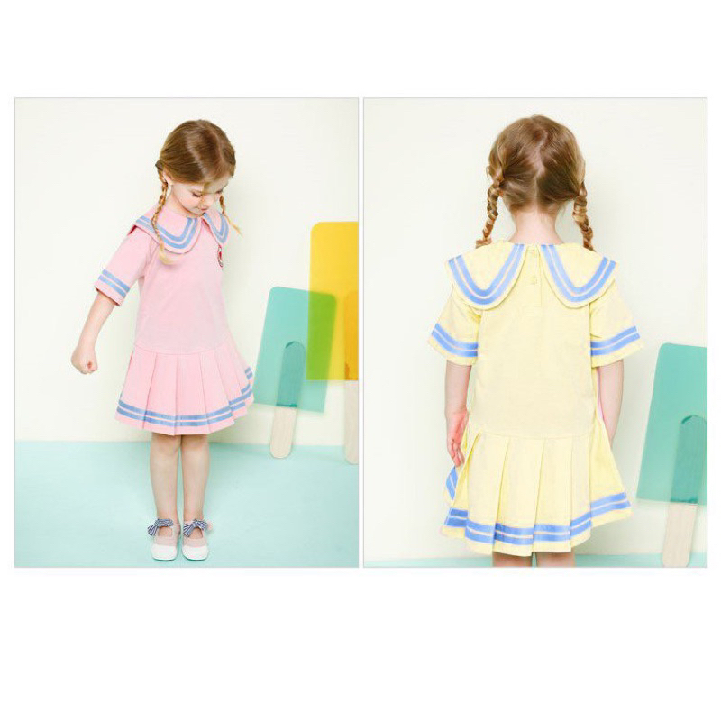 Đầm Jelispoon Việt Nam xuất Hàn phối xếp ly bé gái