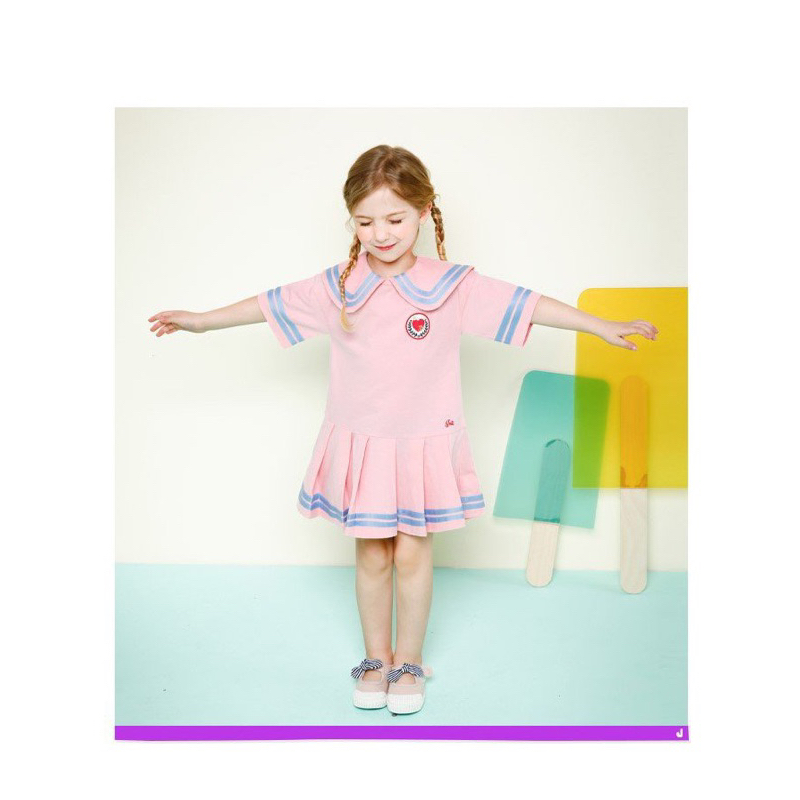 Đầm Jelispoon Việt Nam xuất Hàn phối xếp ly bé gái