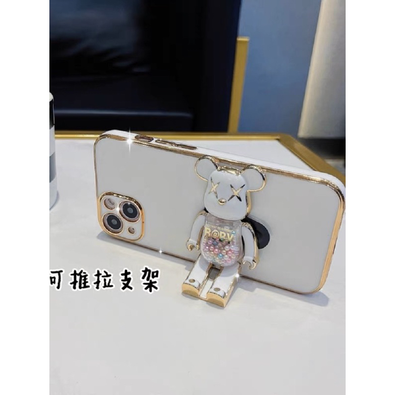 Ốp lưng ip mạ si viền 3 màu trắng - đen - nude kèm hoạ tiết KAWS XOAY GIÁ ĐỠ BÓNG dành cho ip - TENCASESHOP