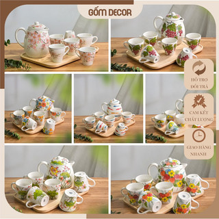 Bộ cốc bình nước gốm sứ bát tràng nhiều hoạ tiết