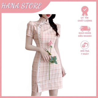 Đầm sườn xám caro siêu xinh