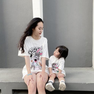 Áo phông gia đình thỏ tai hồng shurck cho bé , áo phông trẻ em unisex