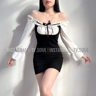 Đầm đen phối trắng