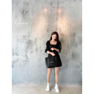 (PASS ĐỒ - BRAND TINGOAN) VÁY TAY BỒNG MÀU ĐEN KENDALL DRESS