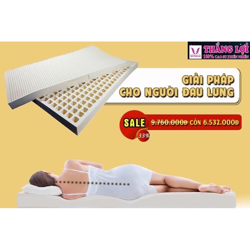 Nệm cao su 100% thiên nhiên thắng lợi  bảo hành 15năm miễn phí giao hàng
