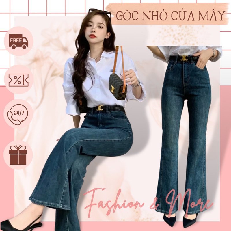 (HÀNG ORDER) Quần bò loe cạp cao phong cách Hàn quốc ko kèm belt GNCM