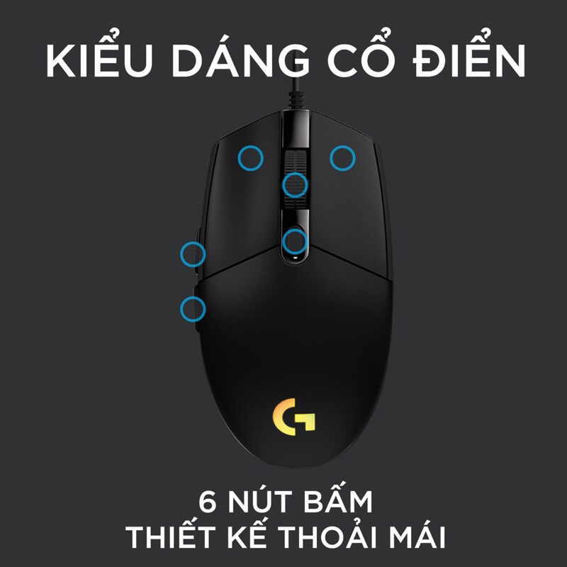 Chuột game có dây Logitech G102 Lightsync - Tùy chỉnh RGB, 6 nút lập trình, nhẹ