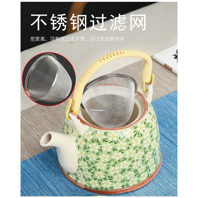 BỘ ẤM TRÀ GỐM SỨ  HÌNH HOA NHÍ VINTAGE CÓ LÕI LỌC