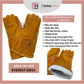 Găng tay hàn Everest EW14 - ET14 bao tay hàn da lộn,chống cháy,chịu nhiệt/tia lửa