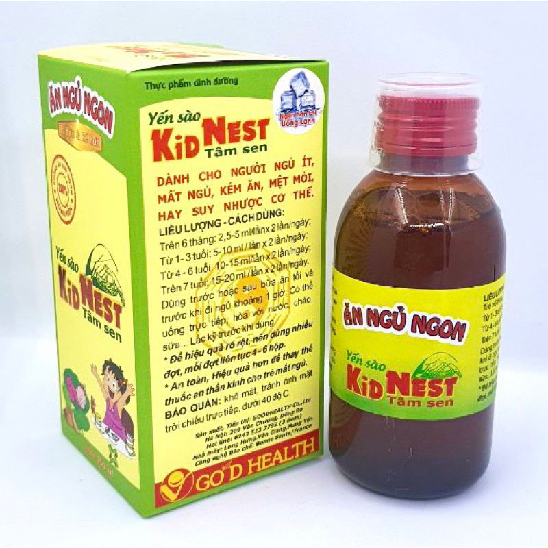 SIRO YẾN SÀO KID NEST TÂM SEN - SIRO ĂN NGỦ NGON GOD HEALTH 120ML - KHÔNG TEM 5K