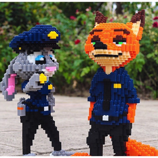 Mô hình lego cáo và thỏ cao 44cm hàng Xinz