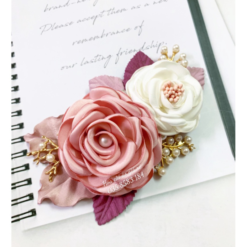 (Fullbox+ảnh thật 100%) Hoa cài áo handmade dạng chùm lớn phù hợp cài áo dài, váy cho nữ