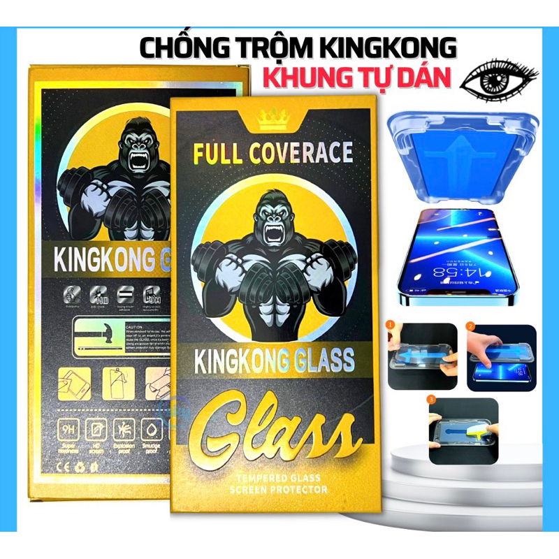 Cường lực KINGKONG GLASS chống nhìn trộm khung tự dán IPhone từ X-14promax
