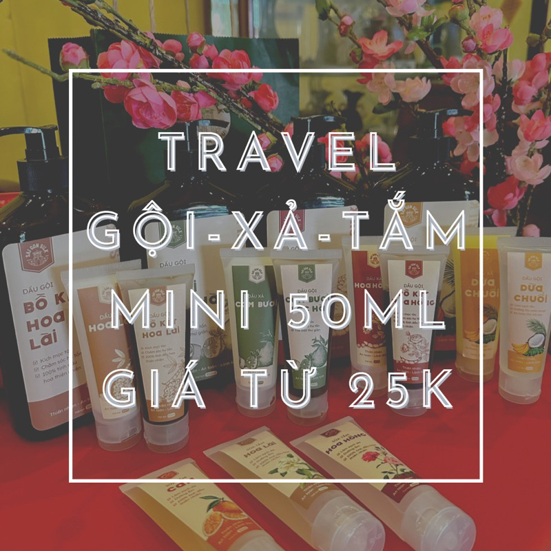Dầu Gội Natural Tuýp Mini 50ml, Giảm Rụng Và Phục Hồi Mái Tóc Với 100% Tinh Dầu Hoa Thiên Nhiên - SaiGonSilk
