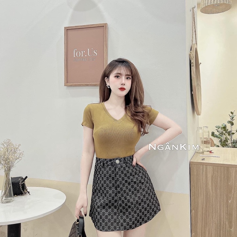 Áo thun nữ cổ tym, Áo phông nữ tay ngắn chất liệu tăm hàn co giãn 4 chiều đủ size từ 40 - 80kg