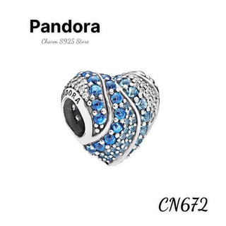 CHARM PAN ALE TIM ĐÍNH ĐÁ XANH BẠC S925 THUẦN KHIẾT HÀNG CAO CẤP