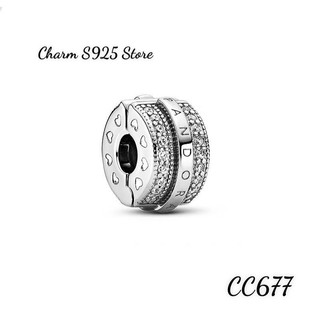 CHARM PAN ALE KHOÁ CHẶN ĐÍNH ĐÁ LOGO BẠC S925 THUẦN KHIẾ HÀNG CAO CẤP